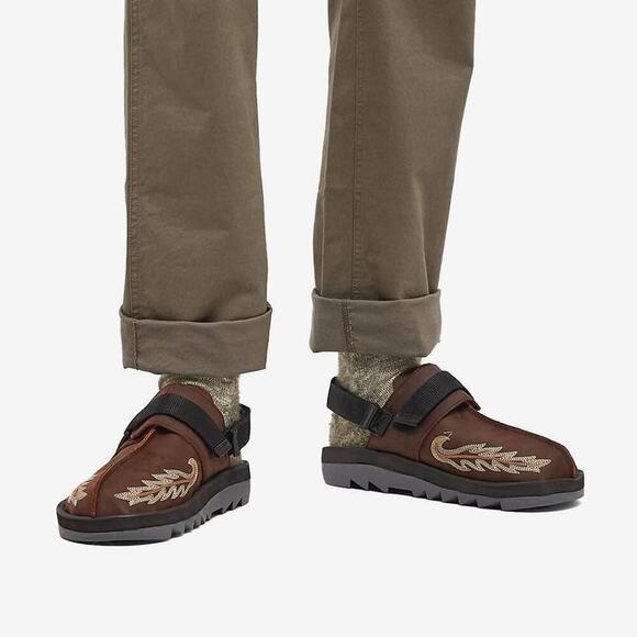 Reebok x Beatnik Unisex Calf-Leather Embroidered Strap Sandal Sz 5 - Picture 2 of 10